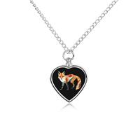 Geometric Nature Fox Personalized Pet Urn Necklace Keepsake Urn Pendant Cremation Jewelry Gifts for Dog Cat Lover