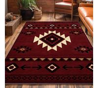 Geometric Navajo Area Rugs, 70x140cm Vintage Aztec Moroccan Plaid Print Carpet, Classic Ethnic Tribal Style Decorative Mat, Indoor Non-Slip Washable Rug Mat for Living Room, Bedroom, Beside the Bed