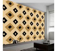 Geometric Neutral Diamond Shape Squares Non-Woven Wall Mural 500W x 280H cm, Vintage Premium Photo Wallpaper Art Print - Bedroom Wall Mural Decoration Poster Picture Wallpaper Modern Design