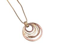 Geometric Oil-Drip Colored Hollow Oval Pendant Necklace, Enamel Holl-ow Multi-Layered Ring Long Pendants, Bohemian Style Round Necklaces (D)
