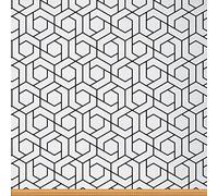Geometric Outdoor Fabric by The Yard, Hexagon for Chairs,Modern Abstract Art Fabric for Home DIY Projects,2 Yard,(L184*W150cm) Black White
