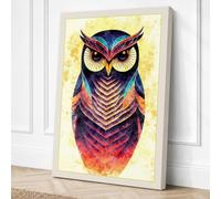 Geometric Owl Canvas Wall Art Print 30x20 Inch