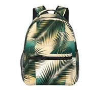 Geometric Palm Leaf Print Casual Travel Backpack with Laptop Compartment | Built In Padded Laptop Sleeve And Multi-storage Pockets. Ergonomic Comfort Design For Daily Commutes, Hiking And Gifting.