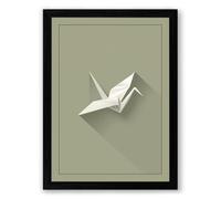 Geometric Paper Crane Minimalist Framed Wall Art Print A1 (84.1×59.4cm) Black, Wall Decor for Living Room, Bedroom, Office & Home, Ready to Hang, Art Gift