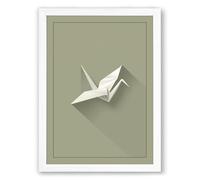 Geometric Paper Crane Minimalist Framed Wall Art Print A2 (59.4×42cm) White, Wall Decor for Living Room, Bedroom, Office & Home, Ready to Hang, Art Gift