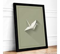 Geometric Paper Crane Minimalist Framed Wall Art Print A3 (42×29.7cm) Black, Wall Decor for Living Room, Bedroom, Office & Home, Ready to Hang, Art Gift