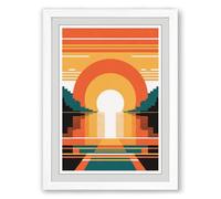 Geometric Passage to Light Mid-Century Framed Wall Art Print A1 (84.1×59.4cm) White, Wall Decor for Living Room, Bedroom, Office & Home, Ready to Hang, Art Gift