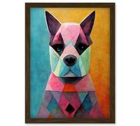 Geometric Pastel Boxer Dog Modern Boho Artwork Framed Wall Art Print A4 Artery8 Brown One Size