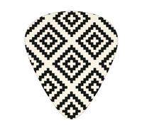 Geometric Pattern Black And Cream,12 Pcs Guitar Pick,3 Different Thickness Plectrums for Acoustic Guitar Bass Ukulele (0.46mm 0.96mm 0.71mm)