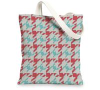 Geometric Pattern Canvas Tote Bag, Stylish Reusable Shopping Bags, Colorful Lightweight Cotton Handbags, Red, 13x15 Inch