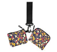 Geometric Pattern Handy Drawn Women's Coin Purses Card Cases Mini Fashion Credit Card Wallet Organizer with Zipper Coin Pocket for Work Travel 2 Pcs, geometric pattern handy drawn, One Size, Casual