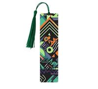 Geometric Pattern in Graffiti Style Wood Bookmark for Book Lovers Birthday Teachers Gift, Handmade Craft Book Marks Ornaments with Tassel Exquisite Reading Page Markers for Men Women