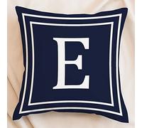 Geometric Pattern Initial Letter Throw Pillow Covers 18x18 Inch,Letter E Navy Blue Monogram Pillow Case with Zipper, Minimalist A-Z 26 Letters Decorative Cushion Covers for Couch, Sofa, Beding Room