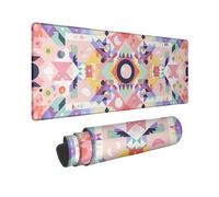 Geometric Pattern Large Gaming Mouse Pad, Pastel Colorful Abstract Design Non-Slip Mousepad, Perfect for Home and Office Use, Gift for Spring and Summer 16x36 Inch
