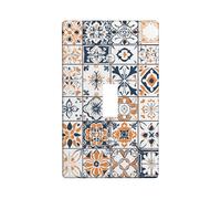 Geometric Pattern Light Switch Cover Plates/Outlet Covers, Navy Blue and Orange for Home Decor, Thermoplastic Wall Plates, Standard Size Single Toggle