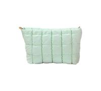 Geometric Pattern Makeup Organizers PU Materials Cosmetic Bag Multi Purpose Travel Essential Practical Carry Pouches Simple Makeup Case, Light Green