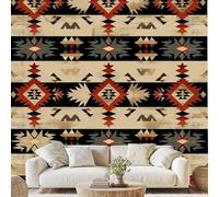 Geometric Pattern Photo Wall Decals, Ethnic Tribe Wallpaper, 250x175 cm, Bohemian Style Non-Woven Sticker, Peel and Stick Paper for Living Room Kitchen Bedroom Removable Poster zo54a