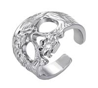 Geometric Pattern Skull Rings Vintage Styles Adjustable Statement Jewelry for Themed Parties and Fashion Accessories Vintage Black Thai Silver Skull Rings