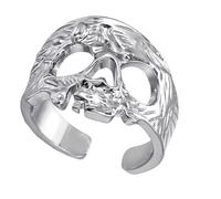 Geometric Pattern Skull Rings Vintage Styles Adjustable Statement Jewelry for Themed Parties and Fashion Accessories Unique Gothic Finger Jewelry