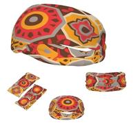 Geometric Pattern Sports Sweatbands for Men Women Elastic Non-Slip Headbands Running Workout Hair Bands Non Slip Wicking Headscarf for Fitness Cycling Hiking Yoga Football Exercise