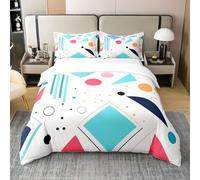 Geometric Pattern Super King Size Duvet Cover Sets Simple Bedding Set 3D Print Soft Microfiber Quilt Covers 260x220 cm with Zipper Closure and 2 Pillowcases 50x75 cm for Adults E.2790