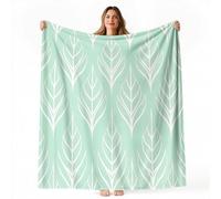 Geometric Pattern Throw Blanket 180x200 cm Teal Flannel Fluffy Fleece Blanket Soft Lightweight Warm Blankets and Throws for Bed Sofa and Couch A-3911