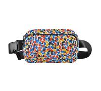 Geometric Pattern Vector Illustration Fashionable Waist Bag Fanny Pack for Women Men Teenagers Large Capacity Sling Bag Travel Essential with Adjustable Strap for Workout Running Hiking