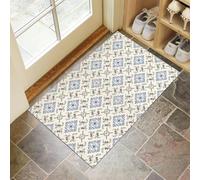 Geometric Patterns Door Mats 40 X 60 Cm, Washable Indoor Doormat Tpr Non-Slip, Dirt Trapper Front Door Mat Inside, French Country Style Absorbent Entrance Rug For Entryway, Pets And Dogs - Beige
