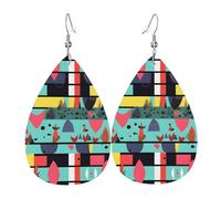 Geometric patterns Elegant Dangling Teardrop Earrings for Women, Lightweight Leather Earrings, Versatile Everyday Design