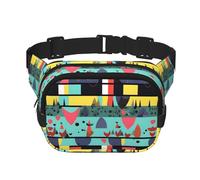 Geometric patterns Fitness travel shoulder bag, fashionable and casual waist bag, square double-layer waist bag, Black, One Size, Black, One Size