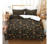 Geometric Patterns-Modern Art Deco Style Duvet Cover Sets 3 PCS Hotel Quality Quilt Cover Bedding Set Bed Covers with Pillowcases with Zipper Closure Breathable Stylish Comforter Super King（260x220cm）