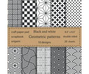 Geometric Patterns Scrapbook Paper: Craft paper pad | 10 Designs Black and White Pattern Paper Pack 20 Sheets Scrapbook Paper 8.5 x 8.5 | Paper Arts, ... DIY Crafts, Stationery Making, Coloring