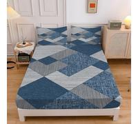 Geometric Patterns Super King Fitted Sheet Puzzle Pattern Fitted Sheet - Deep Pocket 30cm Soft Microfibre Fabric - Shrinkage and Fade Resistant Bedding - Bottom Sheet sd1939