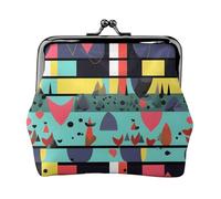 Geometric Patterns Womenâ€™s Small Coin Purse,Rectangle Kiss Lock Coin Pouch, Pocket-Sized, Mini Coin Purse for Women