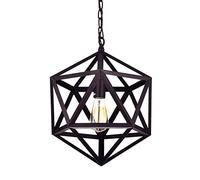 Geometric Pendant Light Industrial, Matte Black, Polyhedron Pendant Lighting Vintage Industrial Wrought Iron Metal Hanging Light Fixture for Bar,Restaurant, Cafe, Farmhouse, Barn