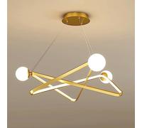 Geometric Pendant Light, Modern LED Hanging Lights, Linear Metal Suspension Lamp with Acrylic Shade, Ring Dining Room Ceiling Lamps, Living Room Decorative Lighting 3000K