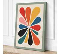 Geometric Petals Mid-Century Canvas Wall Art Print 24x16 Inch (61 x 41 cm)