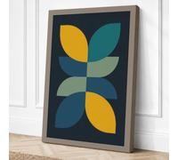 Geometric Petals Mid-Century Canvas Wall Art Print 36x24 Inch (91 x 61 cm)