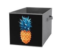 Geometric Pineapple Cube Storage Bin Foldable Oxford Cloth Open Storage Basket with Handles for Closet Shelf