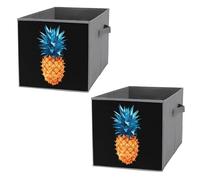 Geometric Pineapple Cube Storage Bin Foldable Oxford Cloth Open Storage Basket with Handles for Closet Shelf