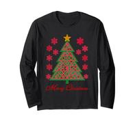Geometric Pink Green X’mas Tree Abstract Math & AI Inspired Long Sleeve T-Shirt