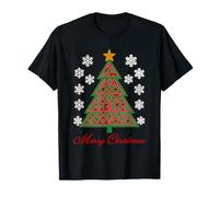 Geometric Pink Green X’mas Tree Abstract Math & AI Inspired T-Shirt