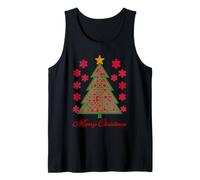 Geometric Pink Green X’mas Tree Abstract Math & AI Inspired Tank Top
