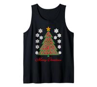 Geometric Pink Green X’mas Tree Abstract Math & AI Inspired Tank Top