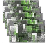 Geometric Placemats Set of 4,Green Grey Table Place Mats, Stripe Line Placemat for Kitchen Dining Table Indoor Outdoor,Modern Striped Art 30x45cm