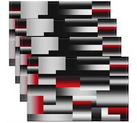 Geometric Placemats Set of 4,Red Black Grey Geometry Table Place Mats, Stripe Line Placemat for Kitchen Dining Table Indoor Outdoor,Modern Art Placemats 45x30cm