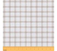 Geometric Plaid Craft Fabric No Stretch,Line Grid Soft Flannel Polyester,Modern Simple Ideal for Quilting,Crafts & Handmade Artwork,Tan Brown White 1 Yard Pre-Cut,36" L x 59" W