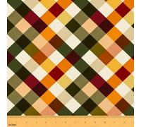 Geometric Plaid Patchwork Craft Fabric No Stretch,Abstract Square Grid Soft Flannel Polyester,Buffalo Checkered Washable Material for Handmade Supplies,Chic Colorful 2 Yards Whole Piece,72" L x 59" W