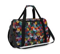 Geometric Plaid Travel Duffel Bag for Girls Boys Women Men Colorful Plaid Weekend Overnight Bag Shoulder Tote Luggage Handbag for Travel Sports Gym
