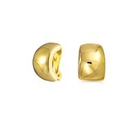 Geometric Plain Minimalist Curved Huggie Half Hoop Clip On Earrings For Women Non Pierced Ears Gold Plated Brass